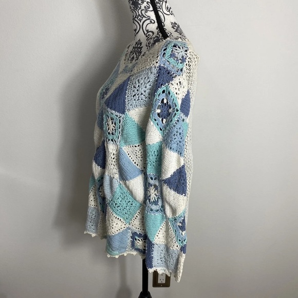 Vintage Granny Square Patchwork Lightweight Sweater L - Picture 4 of 7